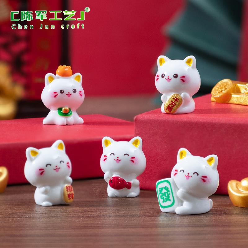 Phụ Kiện Tiểu Cảnh Tiểu cảnh heo may mắn, mèo con năm mới DIY, phụ kiện treo bàn tiểu cảnh mini (ZC-810)