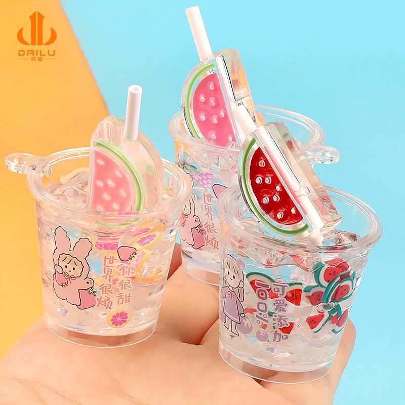 Charm LaBuBu 仿真夜光西瓜沙冰杯冰桶 食玩diy饰品配件钥匙扣挂件滴胶树脂摆件