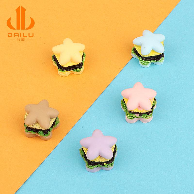 Charm LaBuBu 仿真食玩汉堡diy树脂饰品配件 奶油胶手机壳美容材料 蔬菜汉堡