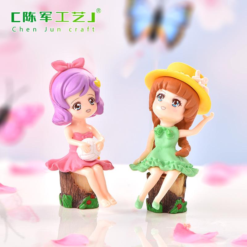 Phụ Kiện Tiểu Cảnh Tiểu cảnh cô gái đội mũ ôm bóng mini trang trí DIY (ZC-927)