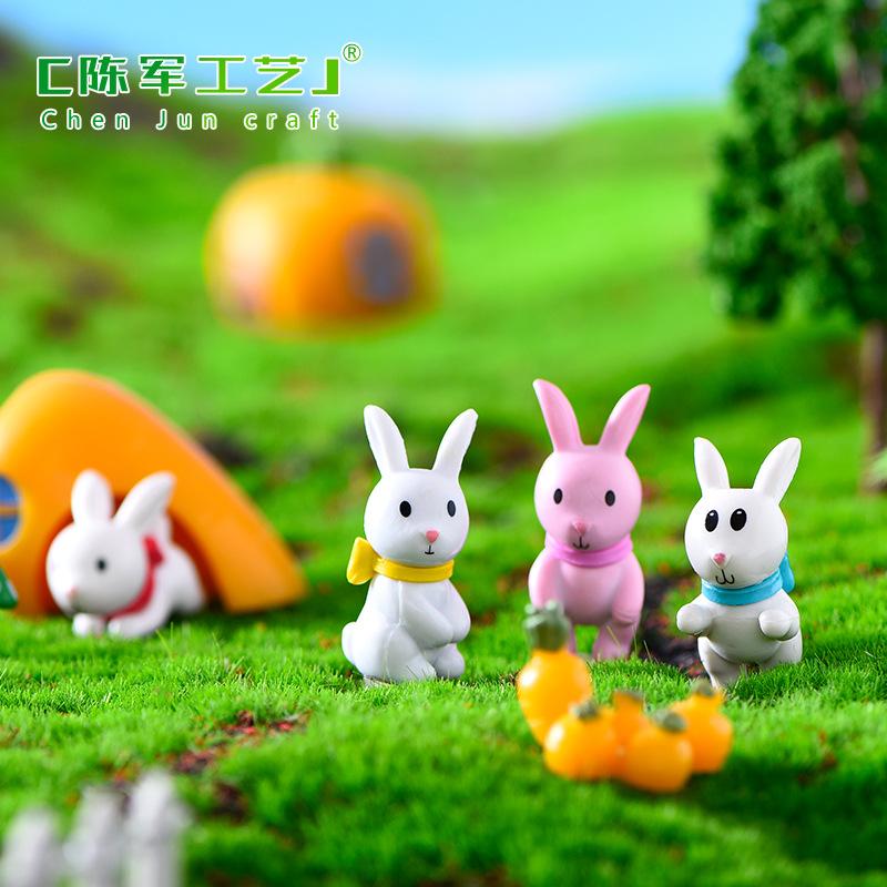 Phụ Kiện Tiểu Cảnh Tiểu cảnh thỏ quàng khăn mini trang trí xe và bàn DIY (ZC-1299)