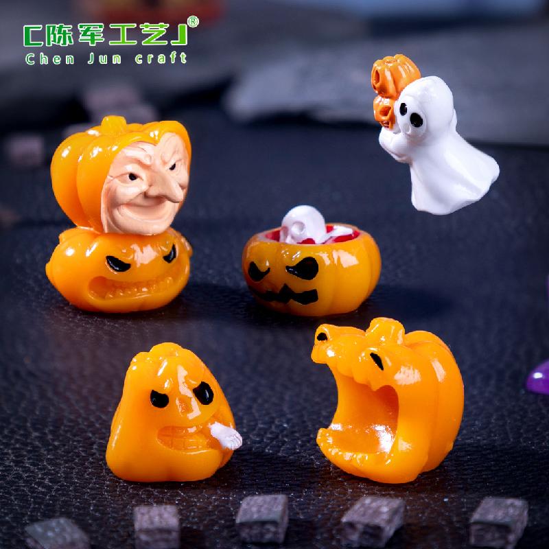 Phụ Kiện Tiểu Cảnh Tiểu cảnh bí ngô ma phát sáng Halloween DIY, phụ kiện tiểu cảnh mini resin cute (ZC-1126)