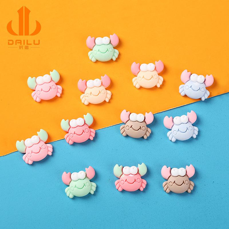 Charm LaBuBu 树脂配件 海洋系列卡通小螃蟹diy儿童发饰胸针材料 手机壳贴片