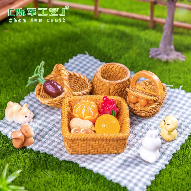 Phụ Kiện Tiểu Cảnh Tiểu cảnh giỏ tre mini trang trí cảnh thu nhỏ DIY (ZC-790)