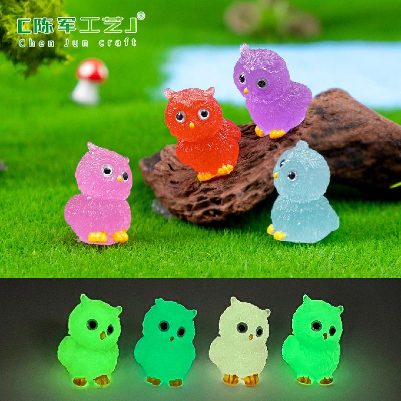 Phụ Kiện Tiểu Cảnh Tiểu cảnh cú mèo phát sáng DIY, phụ kiện tiểu cảnh mini garden cute, resin (ZC-1109)