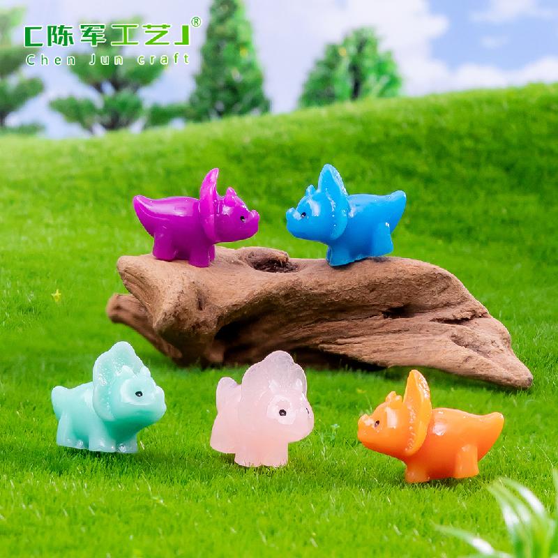 Phụ Kiện Tiểu Cảnh Tiểu cảnh khủng long sáu sừng màu sắc trang trí chậu cây DIY (ZC-1140)