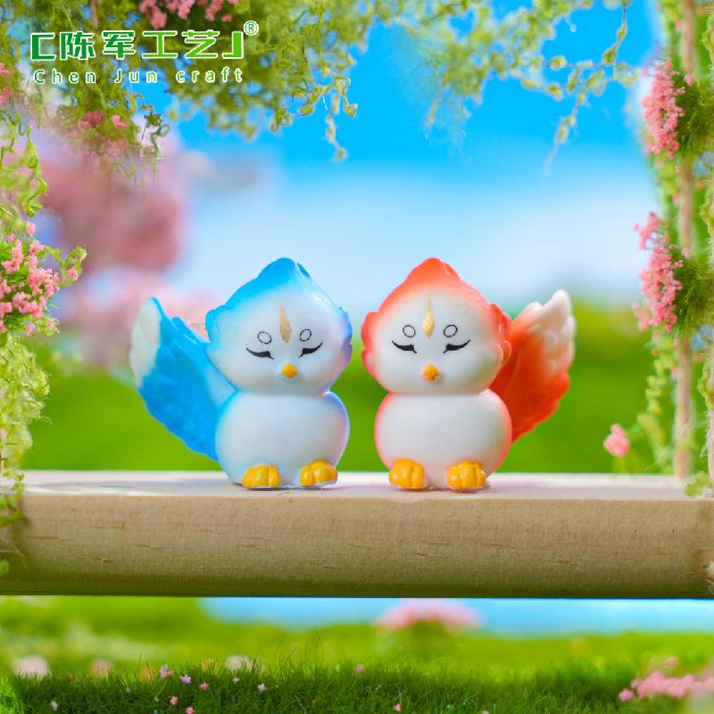 Phụ Kiện Tiểu Cảnh Tiểu cảnh chim đôi đỏ xanh DIY trang trí cây và bàn (ZC-728)