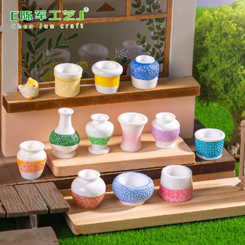 Phụ Kiện Tiểu Cảnh Tiểu cảnh bình hoa nhiều màu DIY, phụ kiện tiểu cảnh mini treo bàn resin garden cute (ZC-1419)