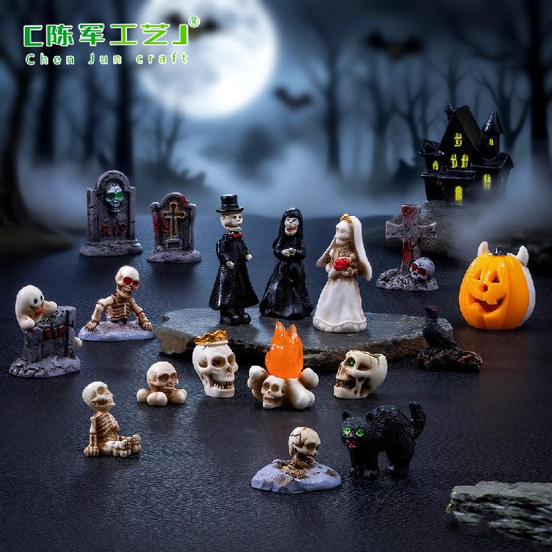 Phụ Kiện Tiểu Cảnh Cặp xương sọ Halloween, tiểu cảnh DIY, phụ kiện bàn mini đáng yêu (ZC-97)