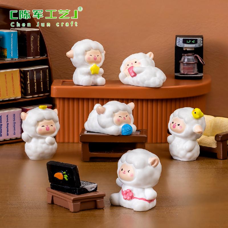Phụ Kiện Tiểu Cảnh Tiểu cảnh cừu nhỏ, phụ kiện trang trí xe hơi và bàn làm việc (ZC-192)