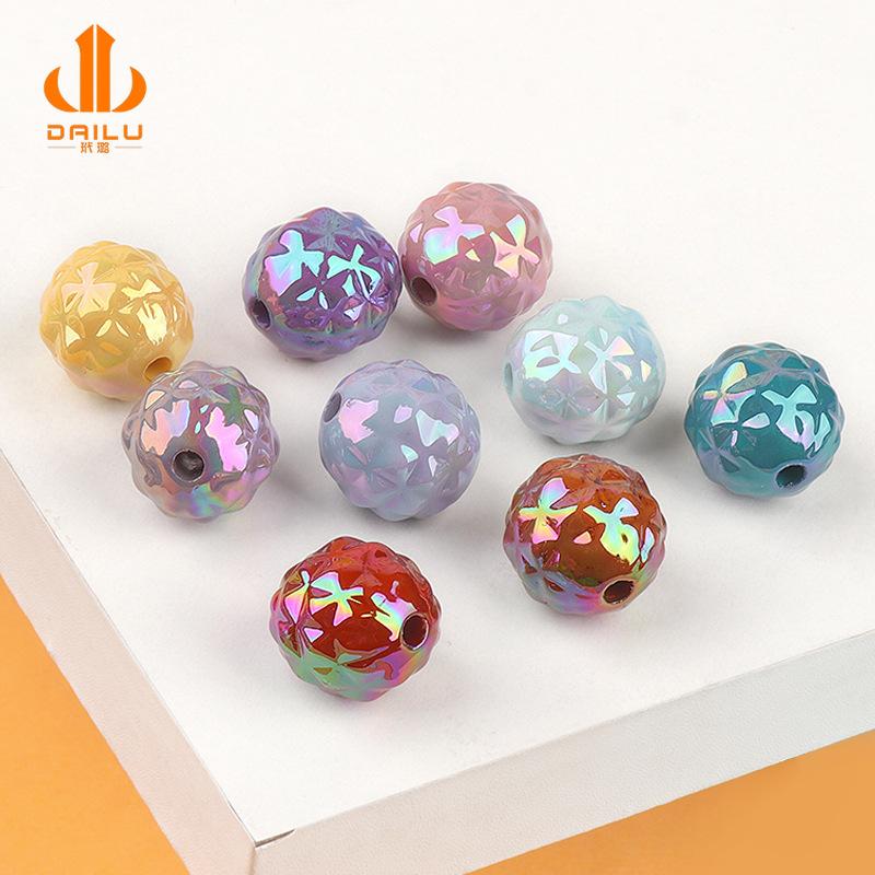 Charm LaBuBu diy饰品配件 uv电镀圆珠子直孔树脂散珠耳饰项链手工串珠材料批发