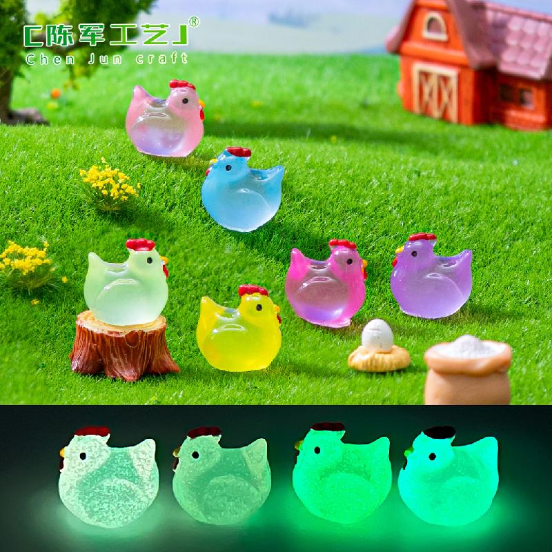 Phụ Kiện Tiểu Cảnh Tiểu cảnh gà con phát sáng DIY, phụ kiện tiểu cảnh mini garden resin treo bàn đáng yêu (ZC-1410)