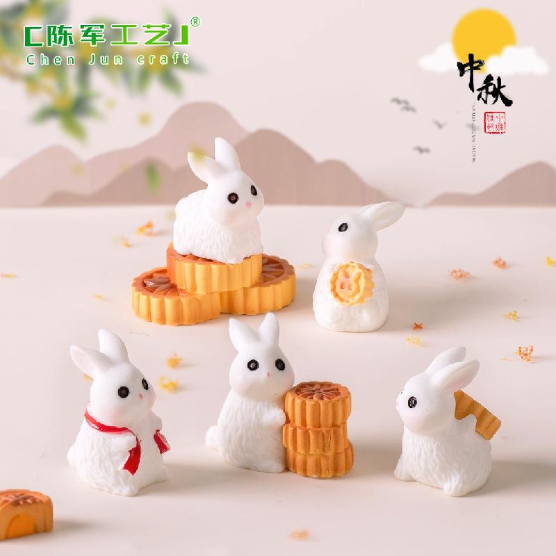 Phụ Kiện Tiểu Cảnh Tiểu cảnh thỏ dễ thương ngày Tết Trung Thu mini trang trí (ZC-1236)