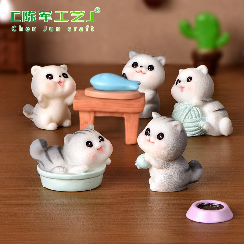 Phụ Kiện Tiểu Cảnh Tiểu cảnh mèo nghịch ngợm, phụ kiện quả cầu DIY mini (ZC-208)