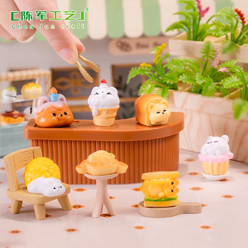 Phụ Kiện Tiểu Cảnh Tiểu cảnh bánh ngọt mini DIY trang trí bàn với gấu con (ZC-739)