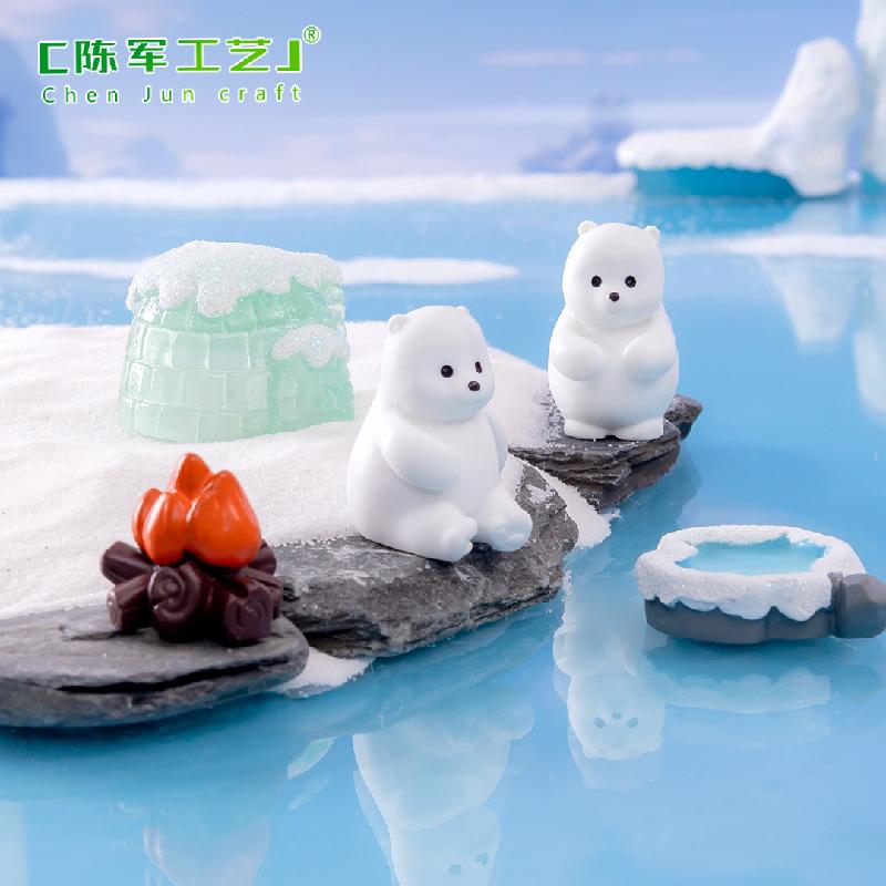 Phụ Kiện Tiểu Cảnh Tiểu cảnh gấu Bắc Cực trên băng, phụ kiện trang trí tuyết mini (ZC-573)