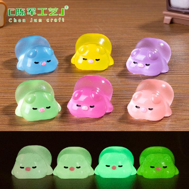 Phụ Kiện Tiểu Cảnh Tiểu cảnh heo nằm phát sáng mini trang trí xe và bàn (ZC-1113)
