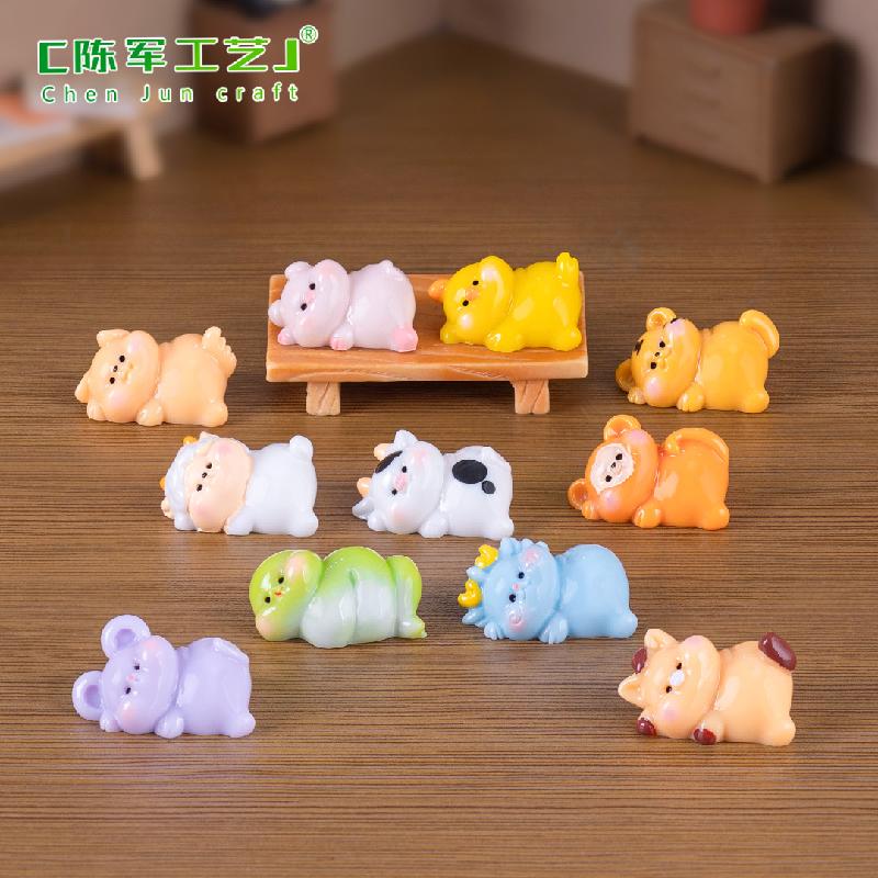 Phụ Kiện Tiểu Cảnh Tiểu cảnh 12 con giáp ngồi DIY, phụ kiện tiểu cảnh mini xe bàn garden resin đáng yêu (ZC-1411)