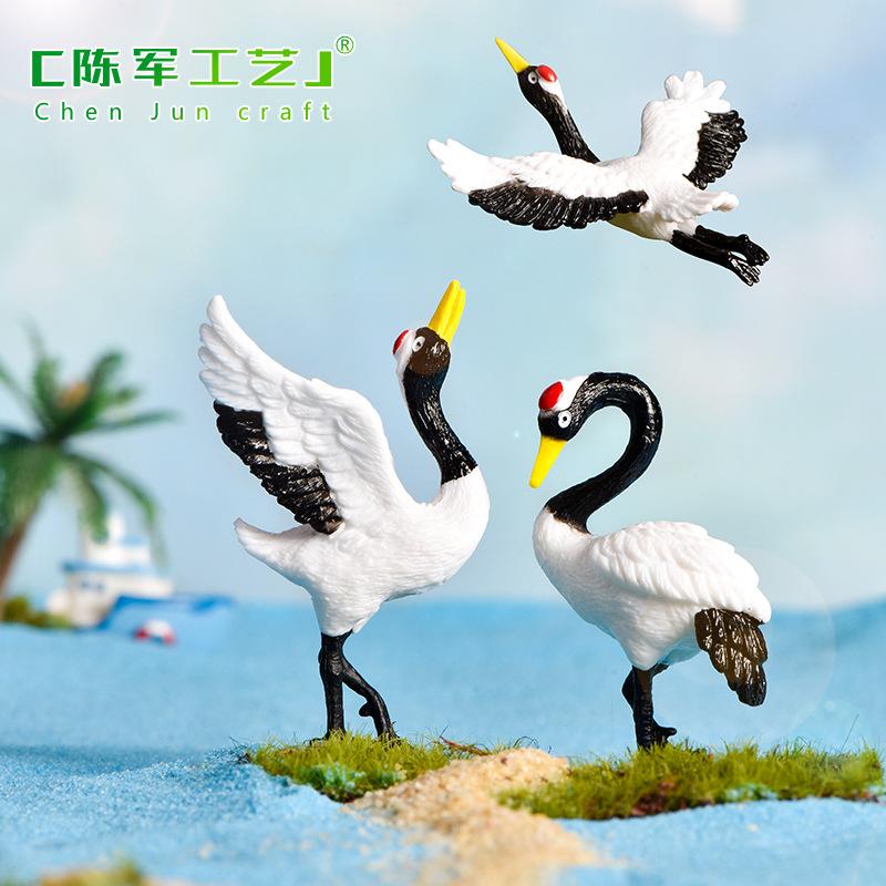 Phụ Kiện Tiểu Cảnh Tiểu cảnh sếu đầu đỏ, trang trí chậu cây mini DIY (ZC-237)