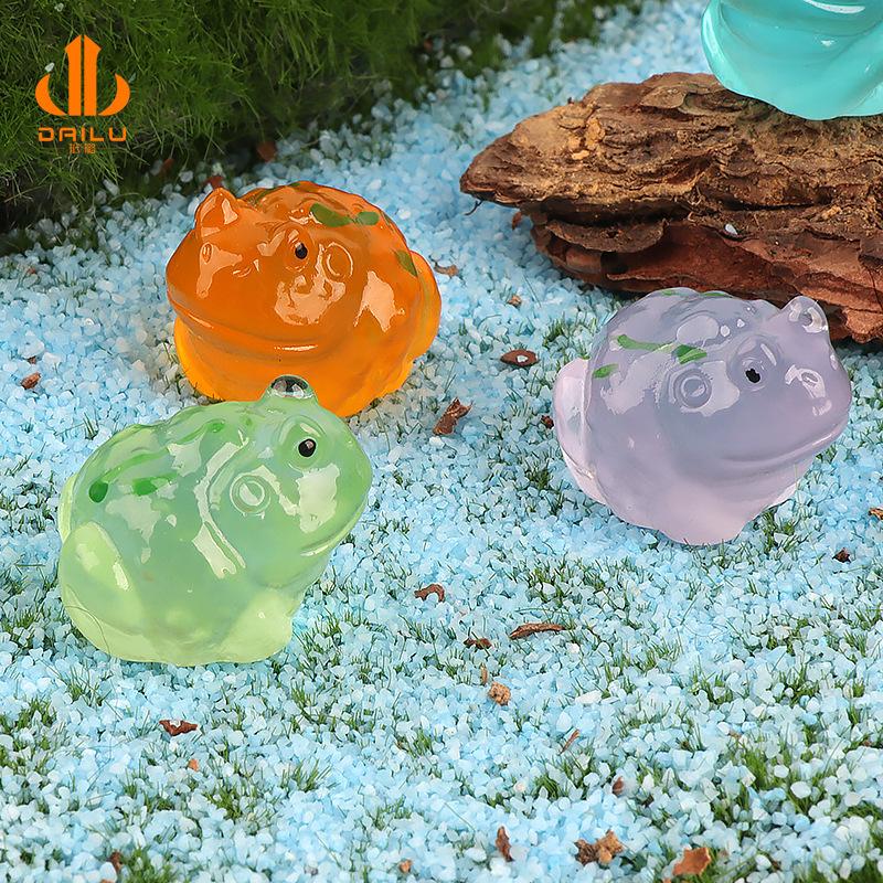 Charm LaBuBu 新款可爱夜光小青蛙微景观鱼缸装饰小摆件 DIY彩色小青蛙配件