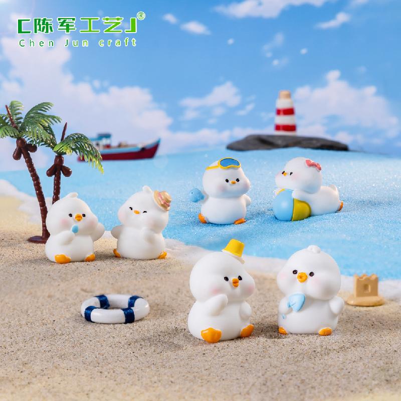 Phụ Kiện Tiểu Cảnh Tiểu cảnh vịt nhỏ mùa hè, trang trí xe hơi mini dễ thương (ZC-321)