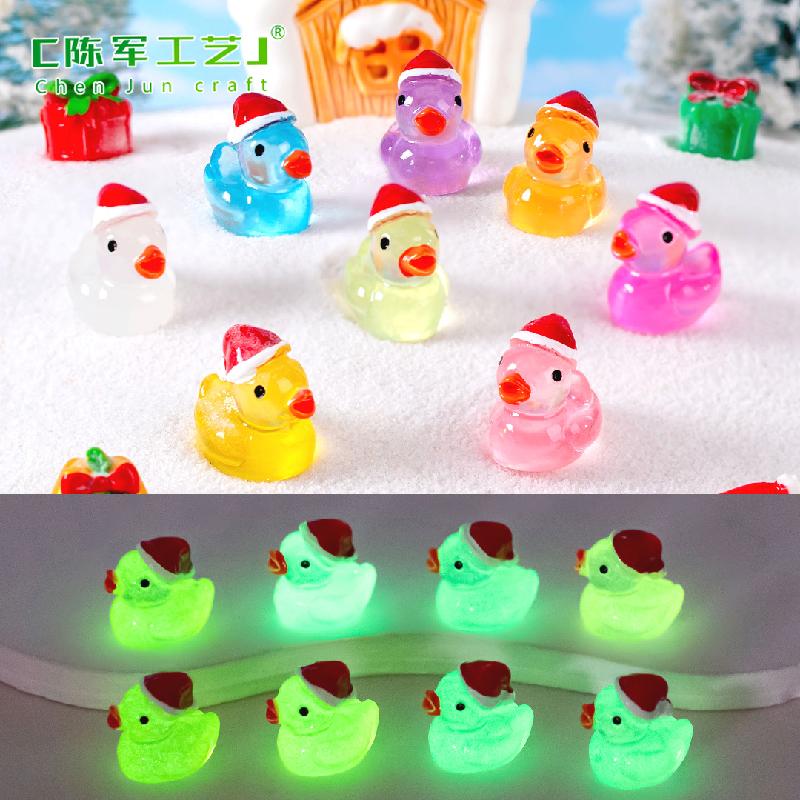 Phụ Kiện Tiểu Cảnh Tiểu cảnh vịt mũ Noel phát sáng trang trí chậu cây (ZC-704)