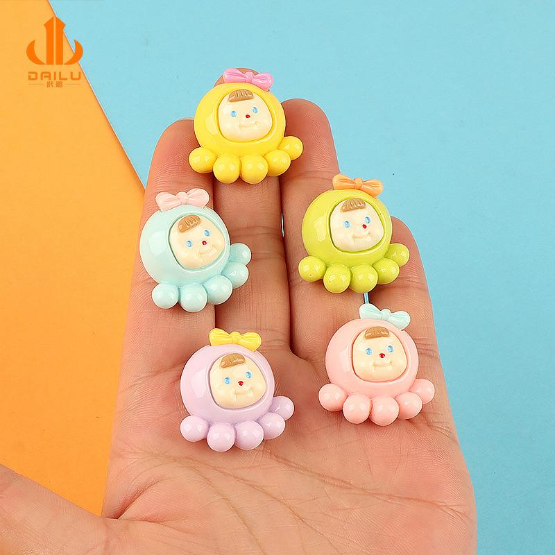 Charm LaBuBu 新款卡通章鱼宝宝 diy饰品配件 奶油胶手机壳发饰树脂配件