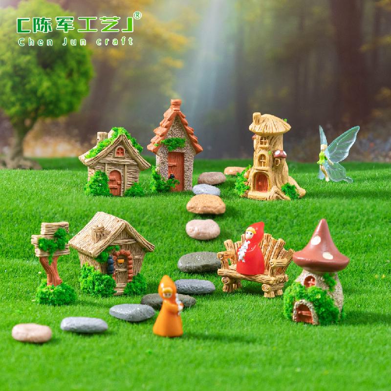 Phụ Kiện Tiểu Cảnh Gốc cây, ghế gỗ, viên gạch sân vườn mini DIY, phụ kiện tiểu cảnh sáng tạo bàn (ZC-33)