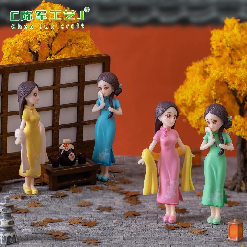 Phụ Kiện Tiểu Cảnh Tiểu cảnh cô gái mặc sườn xám mini trang trí xe hơi (ZC-992)