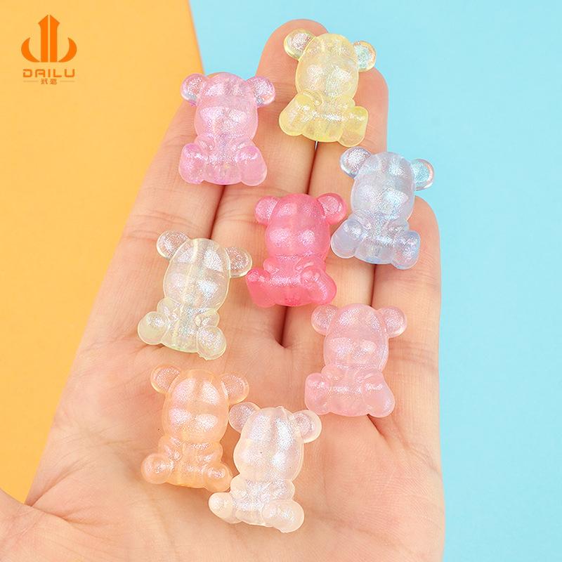 Charm LaBuBu 夜光细闪双面直孔小熊散珠diy手机链串珠材料饰品配件