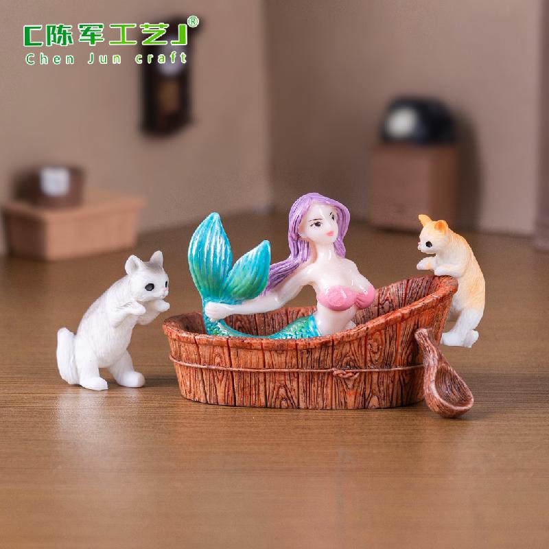 Phụ Kiện Tiểu Cảnh Tiểu cảnh nàng tiên cá mèo DIY, phụ kiện tiểu cảnh mini bàn thu nhỏ đáng yêu (ZC-1086)