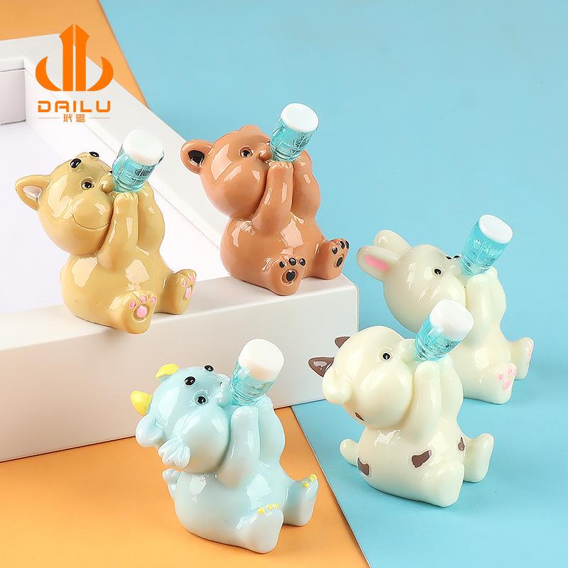 Charm LaBuBu 新款可爱奶瓶龙 公仔挂件 苔藓微景观摆件 创意摆件饰品 树脂工艺