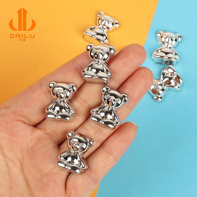Charm LaBuBu 银色电镀小熊diy手作亚克力立体耳饰发饰手机壳材料批发