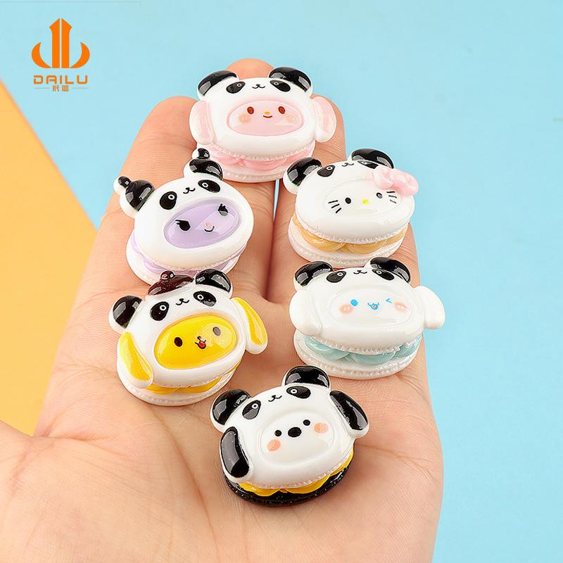 Charm LaBuBu 新款卡通熊猫美乐蒂夹心立体马卡龙 diy奶油胶发夹发绳 树脂配件