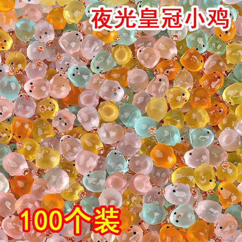 Phụ Kiện Tiểu Cảnh Gà dạ quang size nhỏ, vương miện phát sáng, mini trang trí, đồ chơi (BS-65)