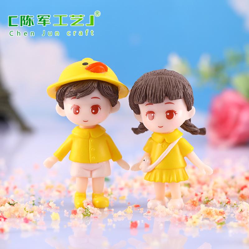 Phụ Kiện Tiểu Cảnh Tiểu cảnh đôi tình nhân mũ vàng mini trang trí chậu cây (ZC-1039)