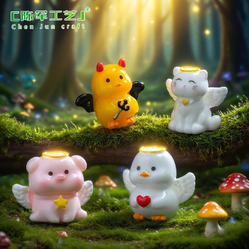 Phụ Kiện Tiểu Cảnh Tiểu cảnh heo mèo thiên thần DIY, phụ kiện tiểu cảnh mini resin đáng yêu, nhỏ gọn (ZC-883)
