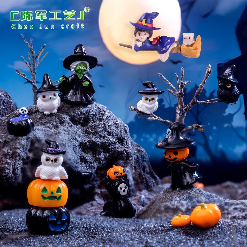 Phụ Kiện Tiểu Cảnh Tiểu cảnh Halloween bí ngô, phù thủy mini, trang trí DIY (ZC-51)