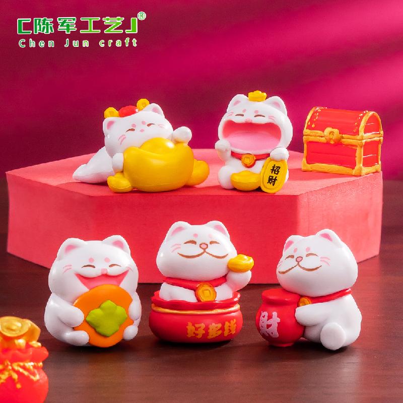 Phụ Kiện Tiểu Cảnh Tiểu cảnh mèo may mắn vàng, trang trí xe hơi mini DIY (ZC-158)