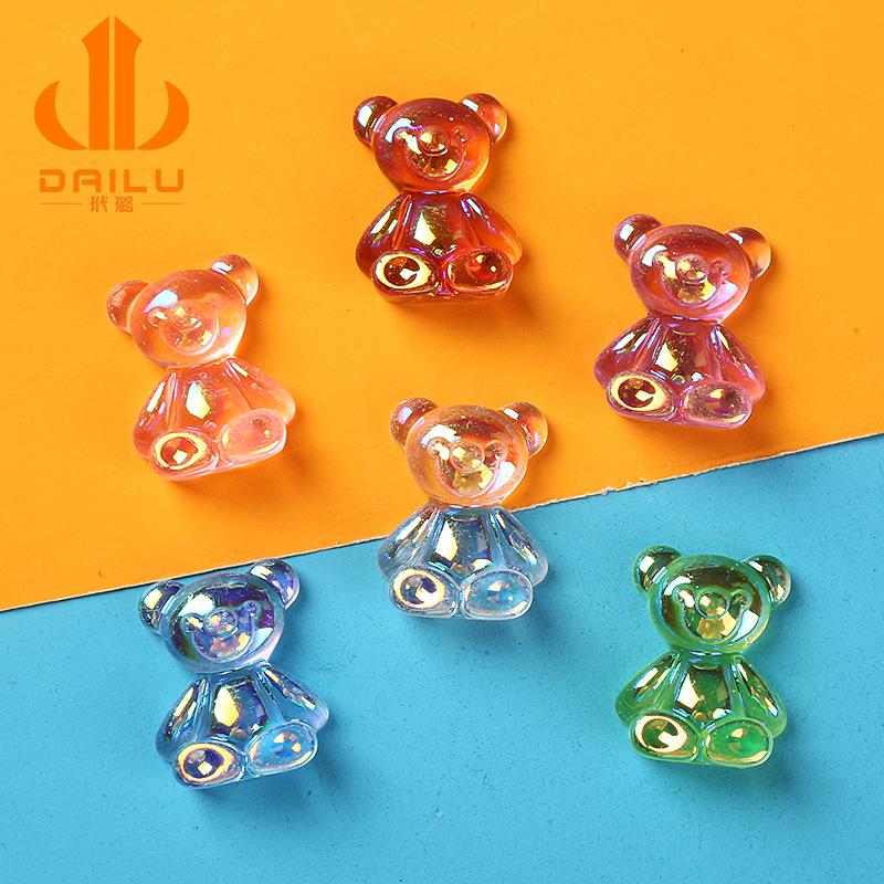 Charm LaBuBu 幻彩电镀AB彩小熊 diy树脂吊坠耳环钥匙扣挂件 手机壳配件