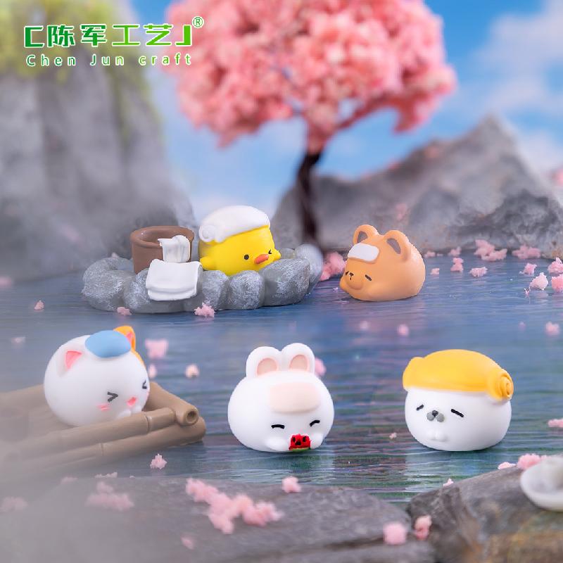 Phụ Kiện Tiểu Cảnh Tiểu cảnh mèo và chó tắm suối, phụ kiện trang trí mini (ZC-531)