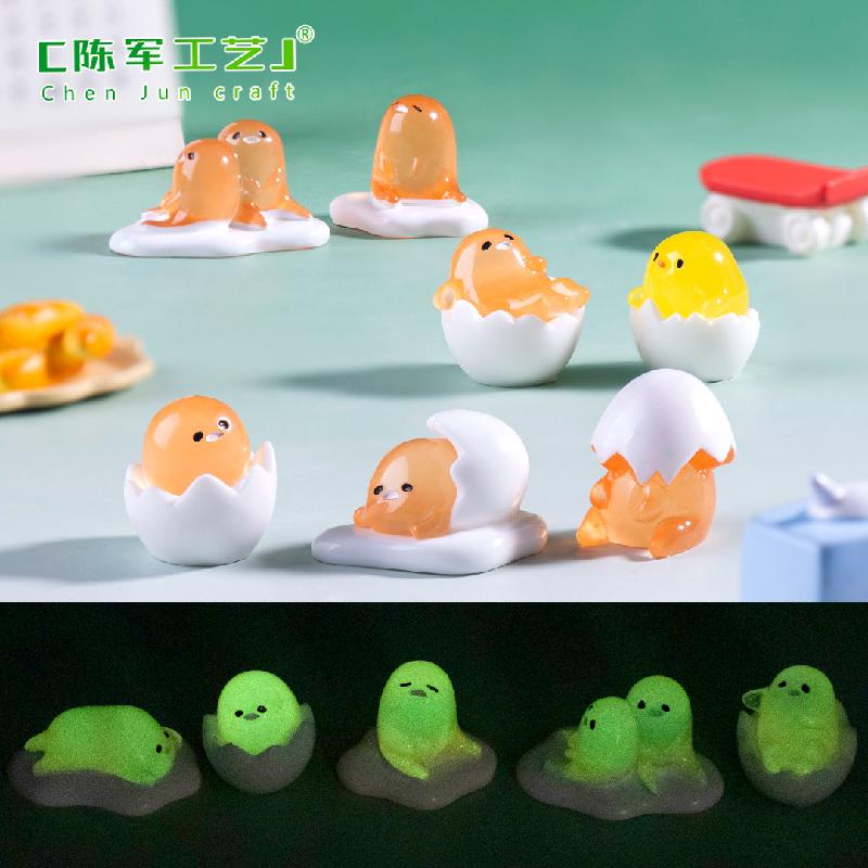 Phụ Kiện Tiểu Cảnh Tiểu cảnh trứng lười phát sáng DIY, phụ kiện tiểu cảnh mini bàn treo đáng yêu (ZC-1121)