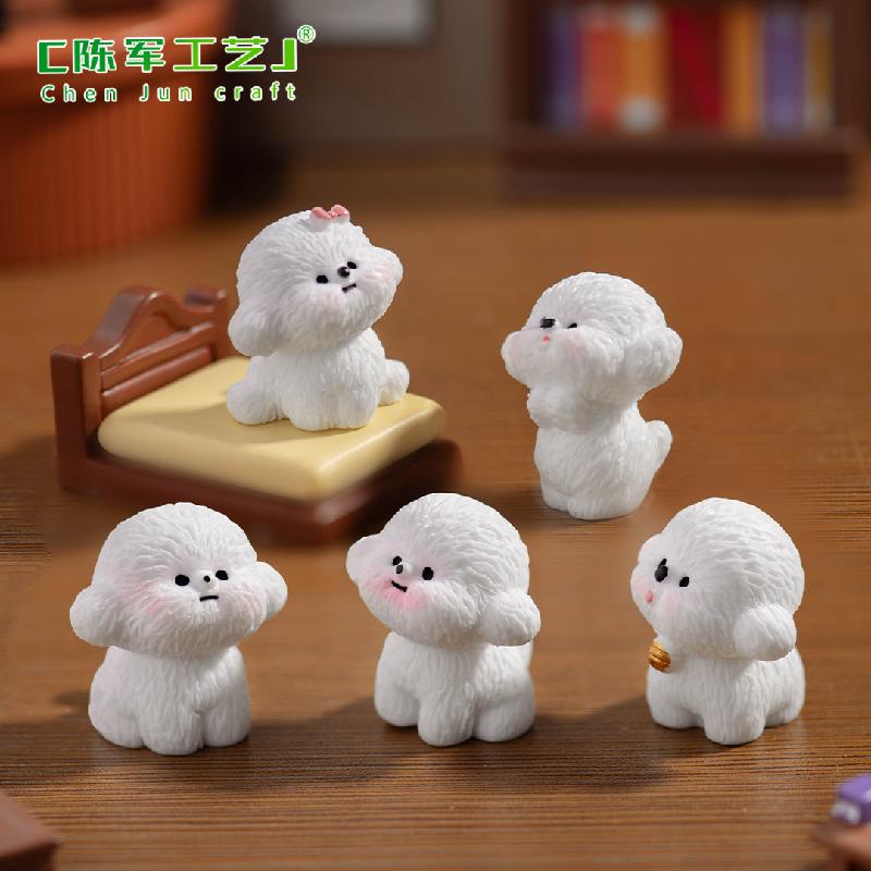 Phụ Kiện Tiểu Cảnh Tiểu cảnh cún trắng dễ thương, búp bê DIY, phụ kiện bàn mini tiểu cảnh đáng yêu (ZC-155)