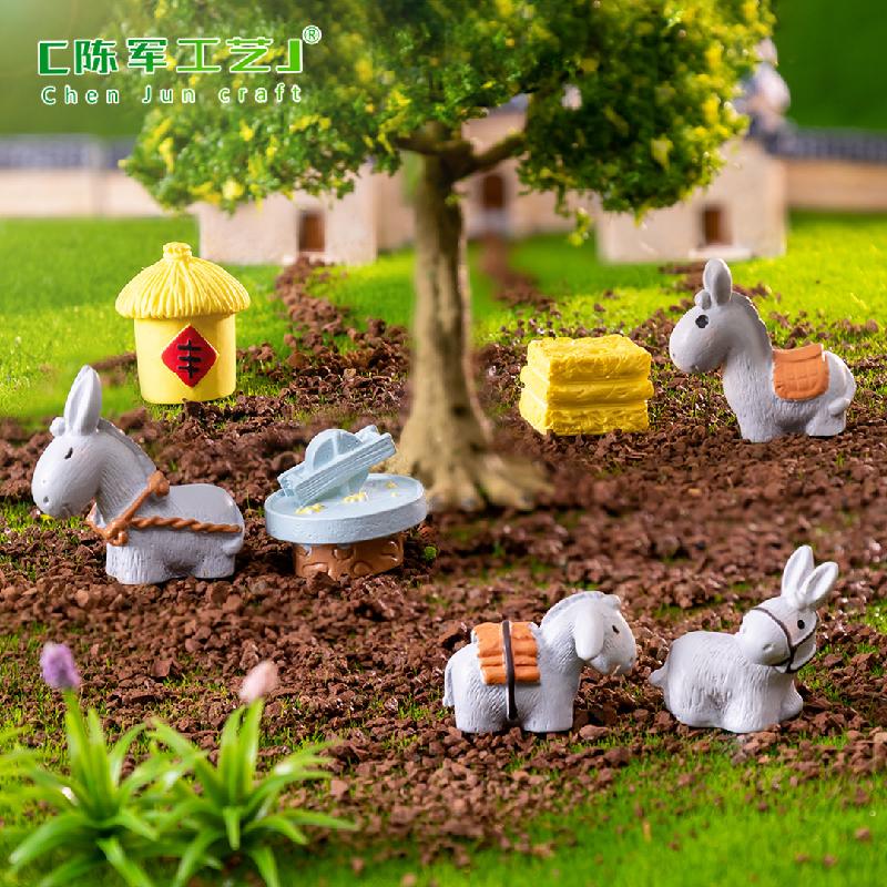 Phụ Kiện Tiểu Cảnh Lừa kéo cối tiểu cảnh DIY phong cách nông trại cổ (ZC-623)