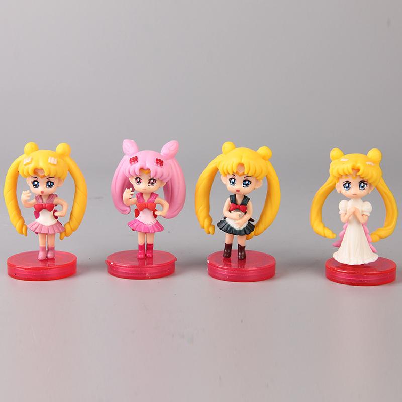 4 Mẫu, cô gái xinh đẹp tóc dài, nhân vật chiến binh nhỏ, thú hoạt hình anime, đồ trang trí bánh kem. ZZ-129