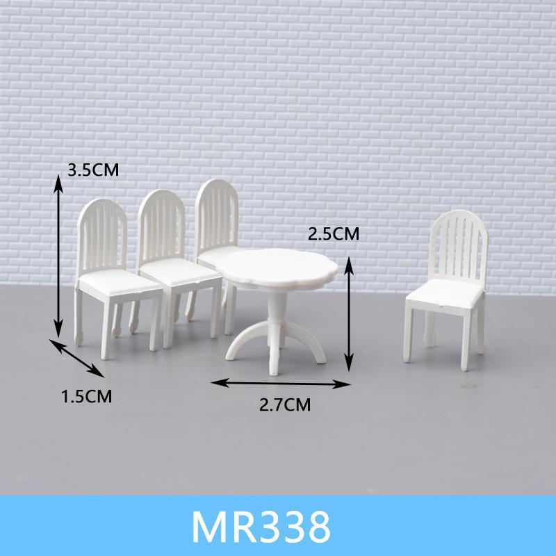 Mô hình đồ nội thất mini ghế trắng bộ bàn ghế 1/30 (JY-74)