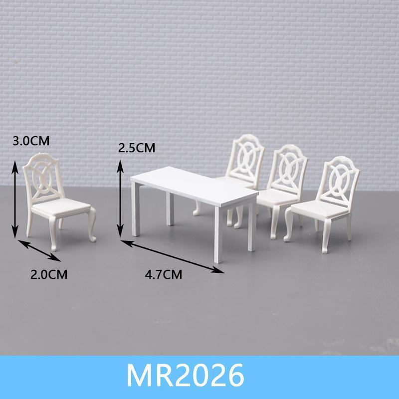 Mô hình đồ nội thất mini ghế trắng bộ bàn ghế 1/30 (JY-74)