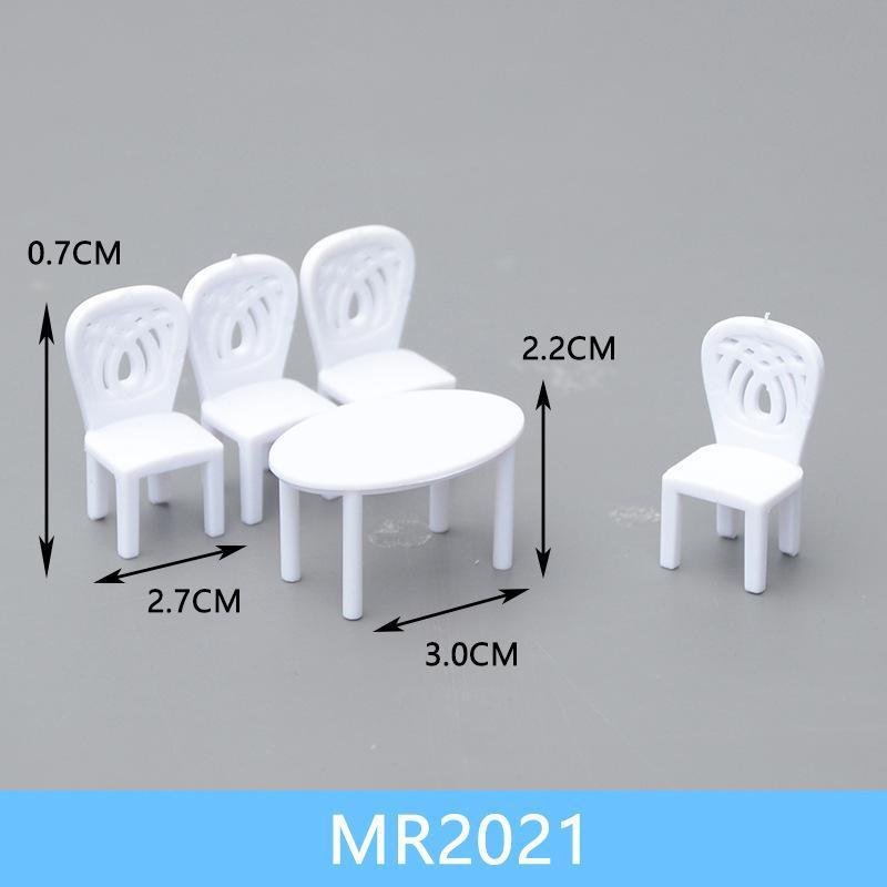 Mô hình nội thất mini bộ bàn ghế màu trắng 1/50 (JY-156)
