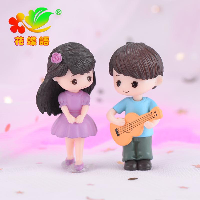 Cặp đôi chơi guitar trang trí bánh và xe DIY dễ thương (ZC-937)