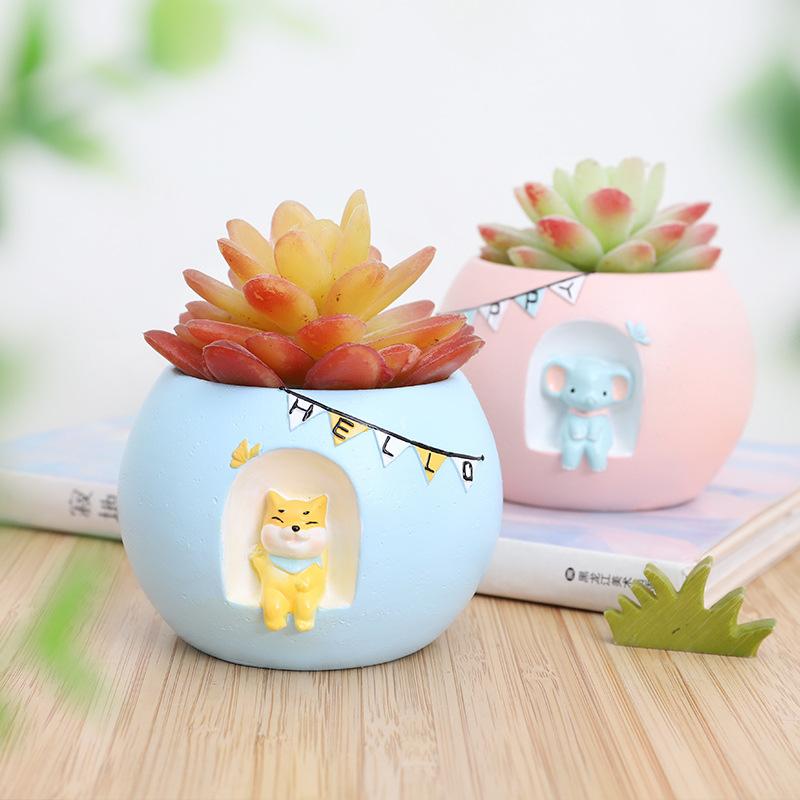 Chậu Cây Resin Chậu cây mọng nước resin chủ đề ngắm sao, tiểu cảnh mini, trang trí bàn và sân vườn (RG-265)